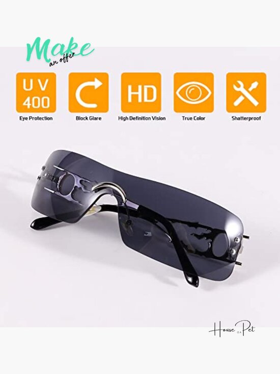 Metal Rimless Y2K Sunglasses Flame Design UV400 Protection Unisex main image 6
